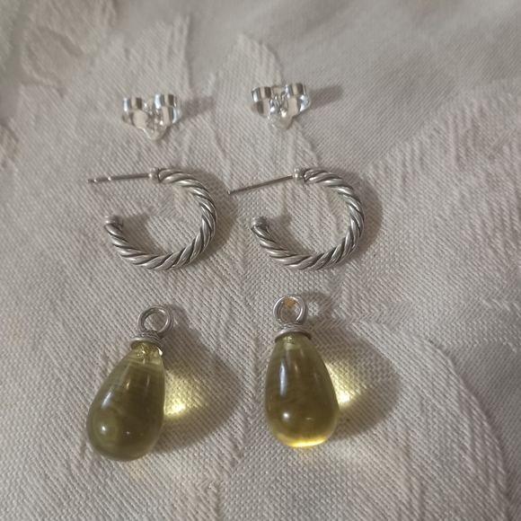 David Yurman Cable Citrine Drop Earrings, SS - Picture 6 of 9